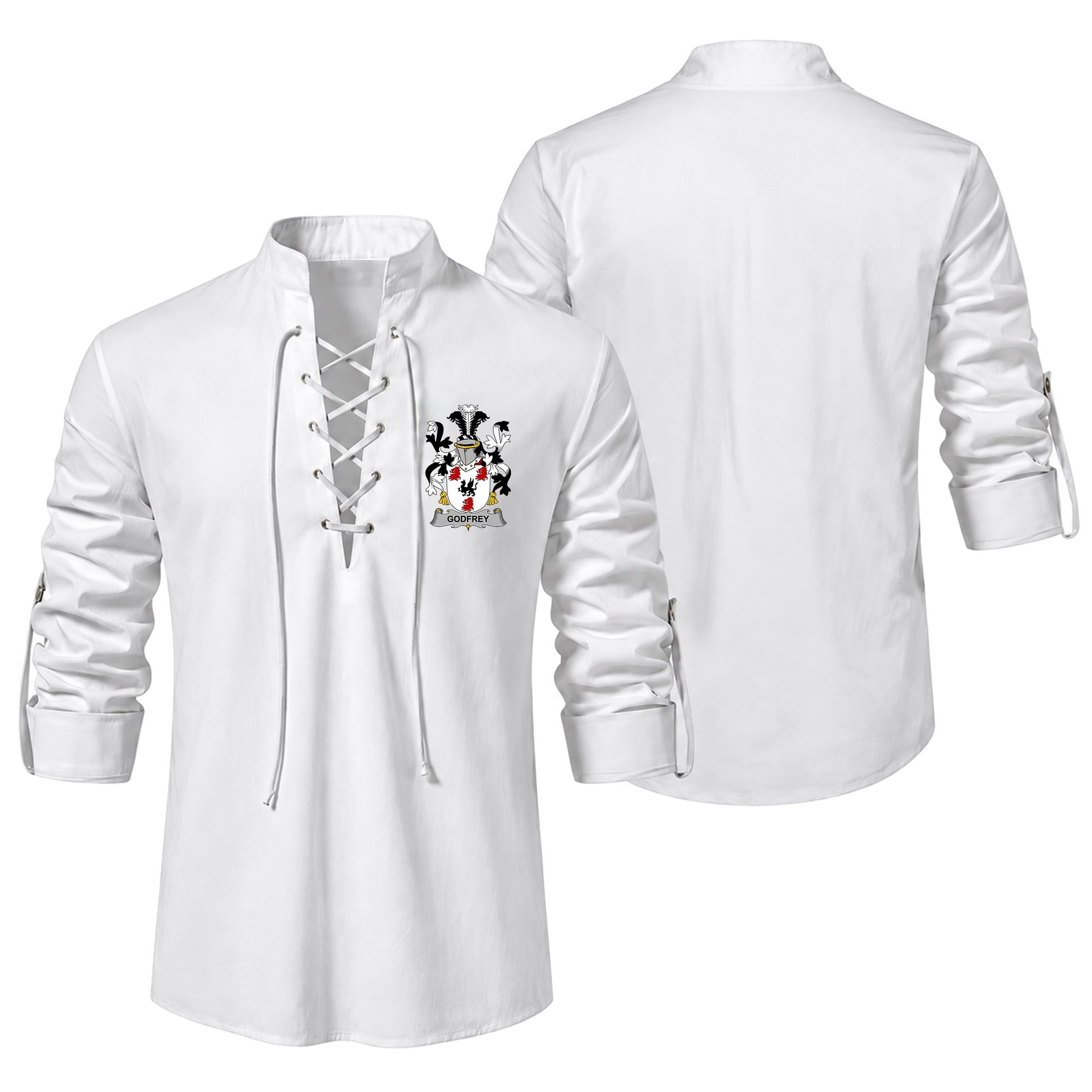 ScotsTee Shop Irish Godfrey (of Bushfield) Clan Coat of Arms Irish Ghillie Kilt Shirt