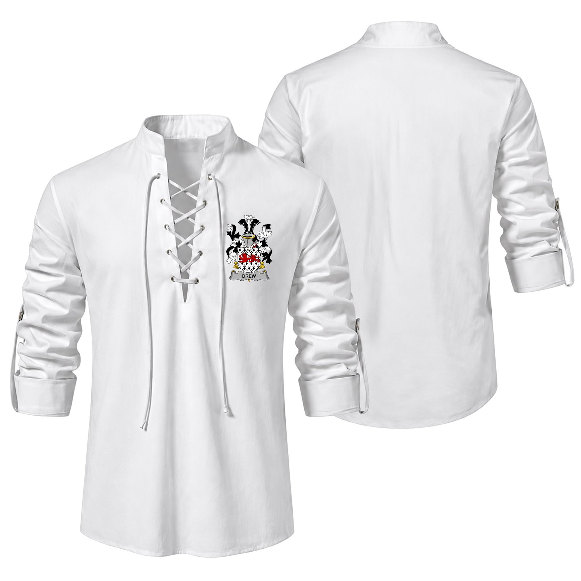 ScotsTee Shop Irish Drew Clan Coat of Arms Irish Ghillie Kilt Shirt