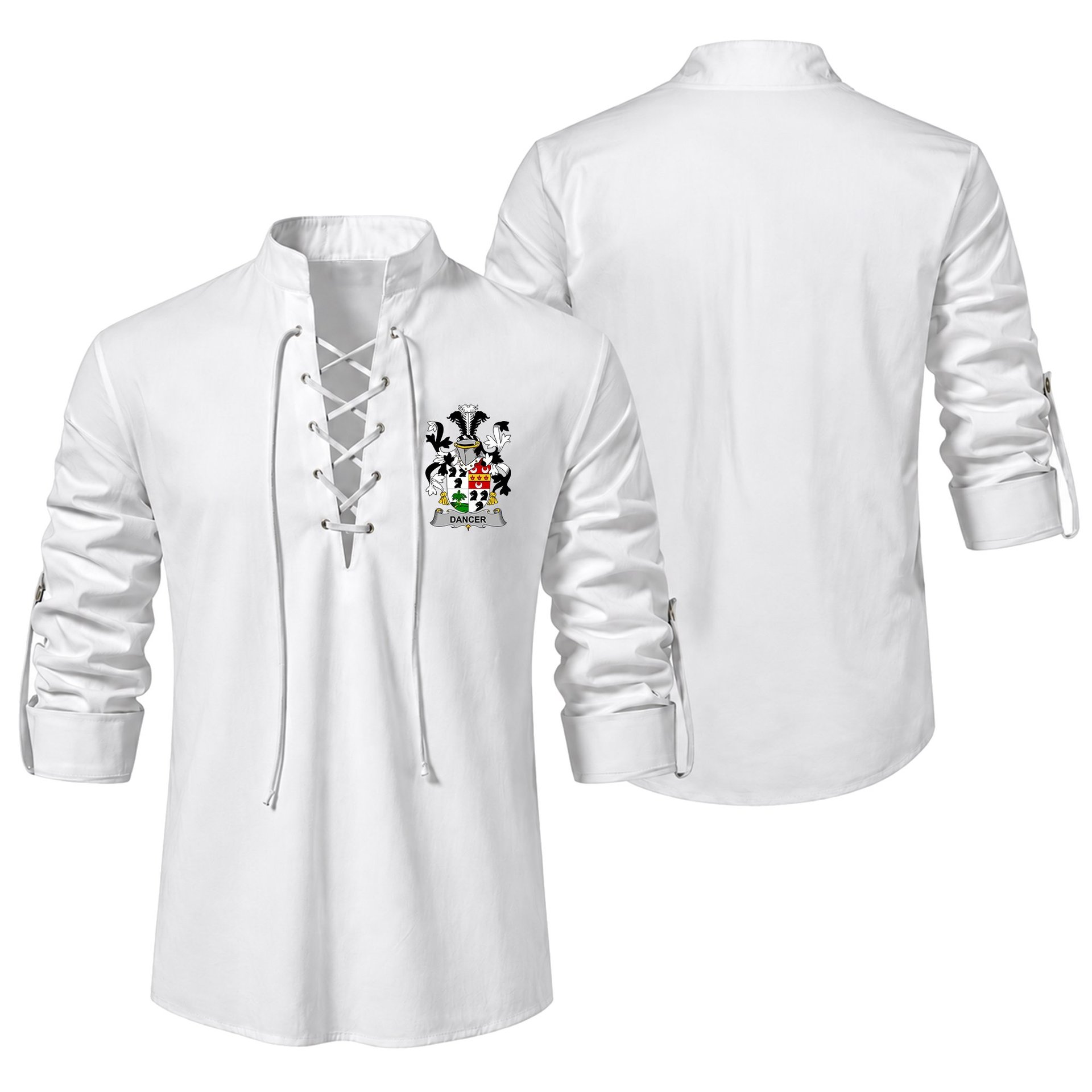 ScotsTee Shop Irish Dancer Clan Coat of Arms Irish Ghillie Kilt Shirt