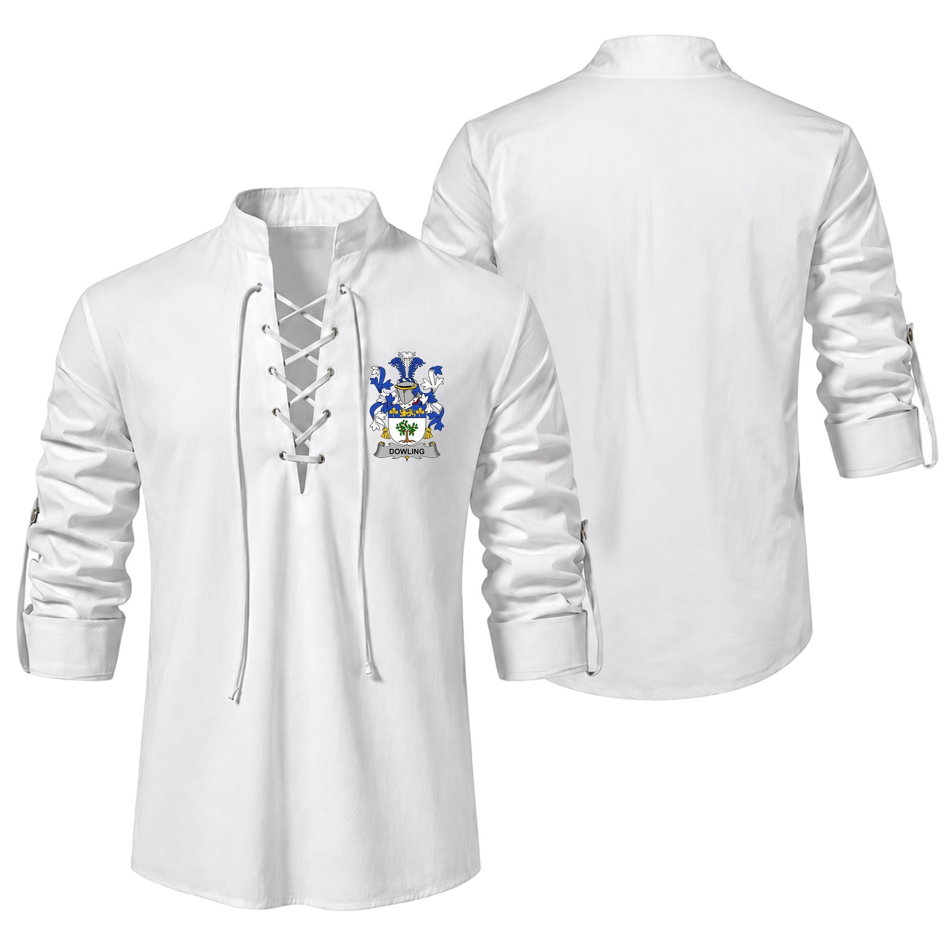 ScotsTee Shop Irish Dowling or O'Dowling Clan Coat of Arms Irish Ghillie Kilt Shirt