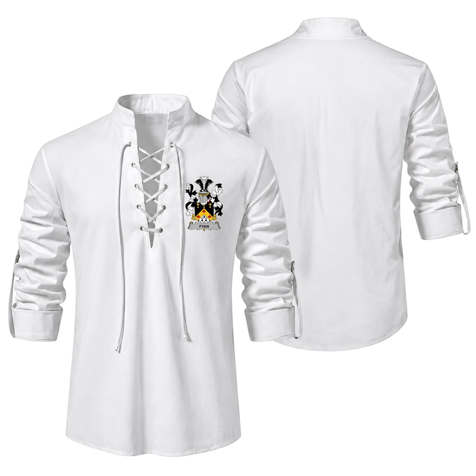 ScotsTee Shop Irish Fyan or Faghan Clan Coat of Arms Irish Ghillie Kilt Shirt