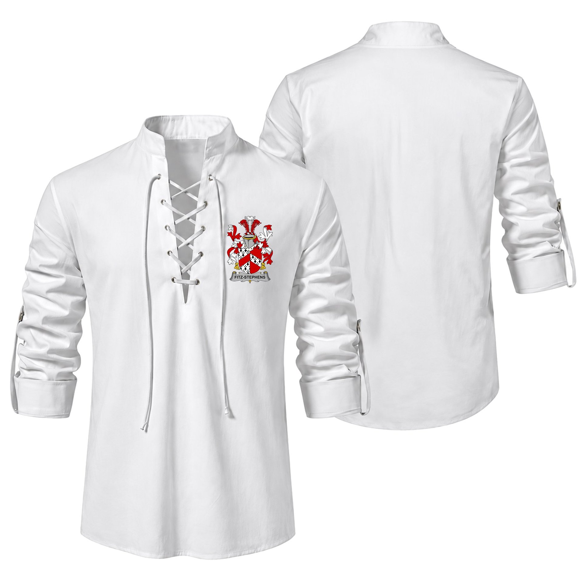 ScotsTee Shop Irish Fitz-Stephens Clan Coat of Arms Irish Ghillie Kilt Shirt
