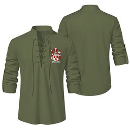 ScotsTee Shop Irish Gwynn Clan Coat of Arms Irish Ghillie Kilt Shirt