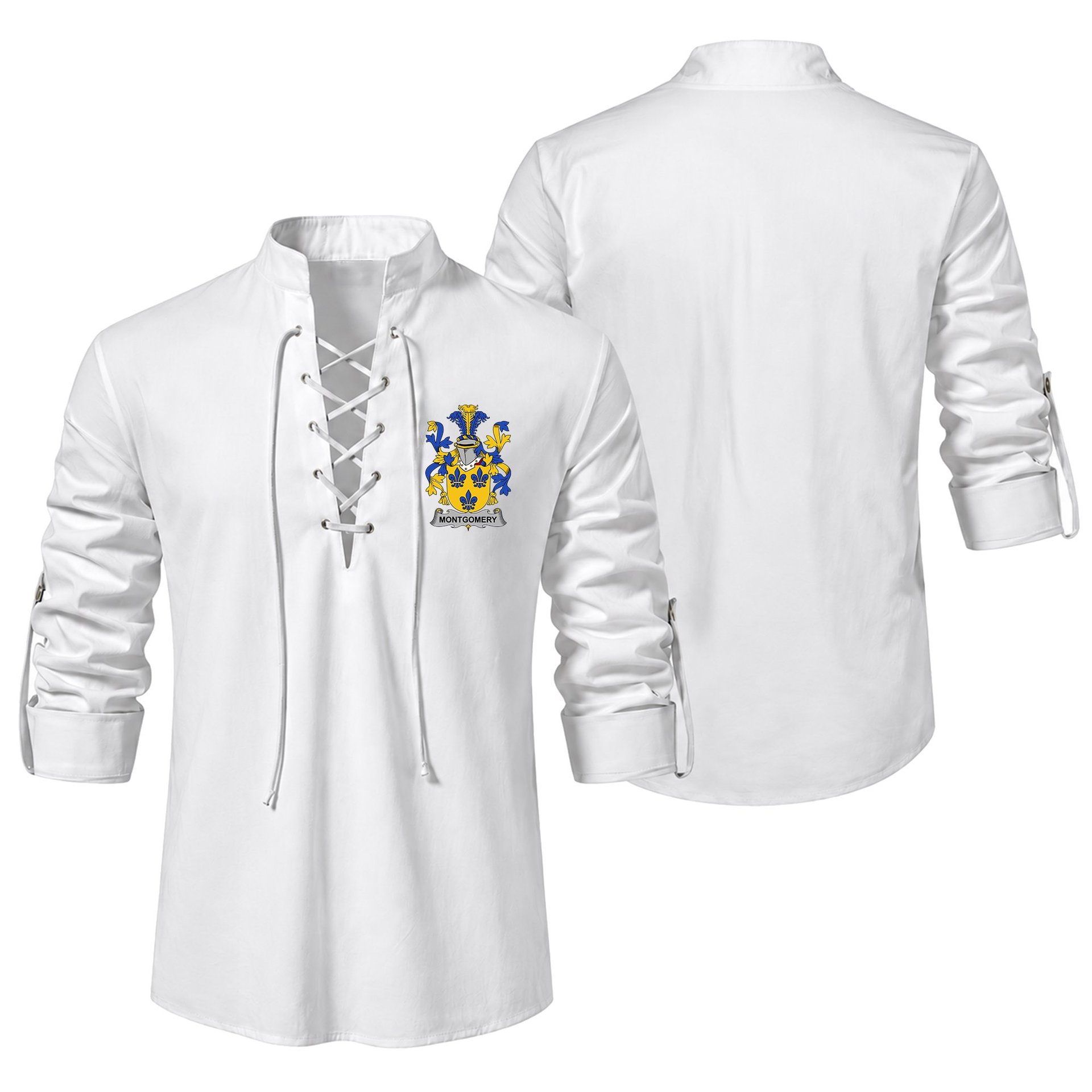 ScotsTee Shop Irish Montgomery Clan Coat of Arms Irish Ghillie Kilt Shirt