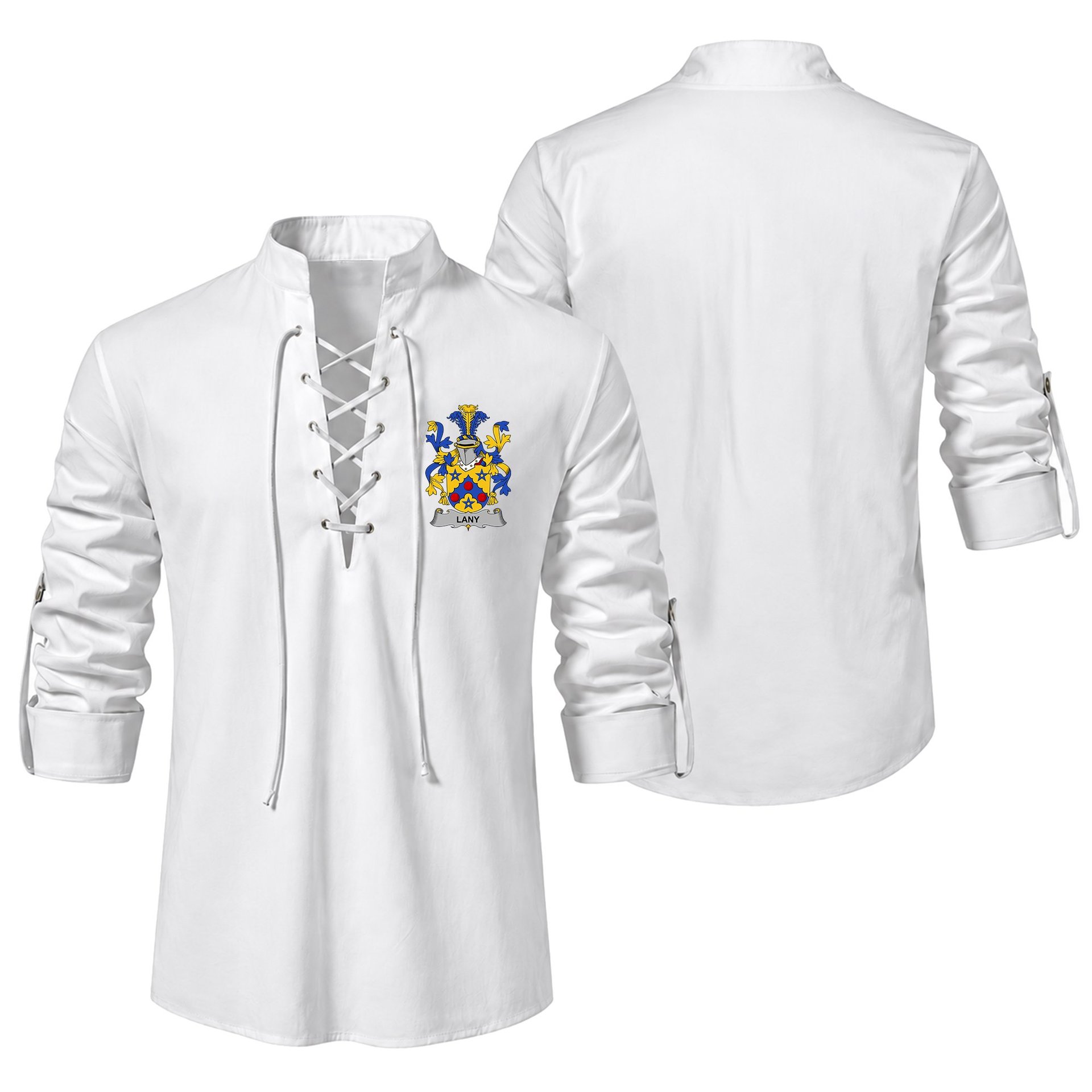 ScotsTee Shop Irish Lany or Laney Clan Coat of Arms Irish Ghillie Kilt Shirt