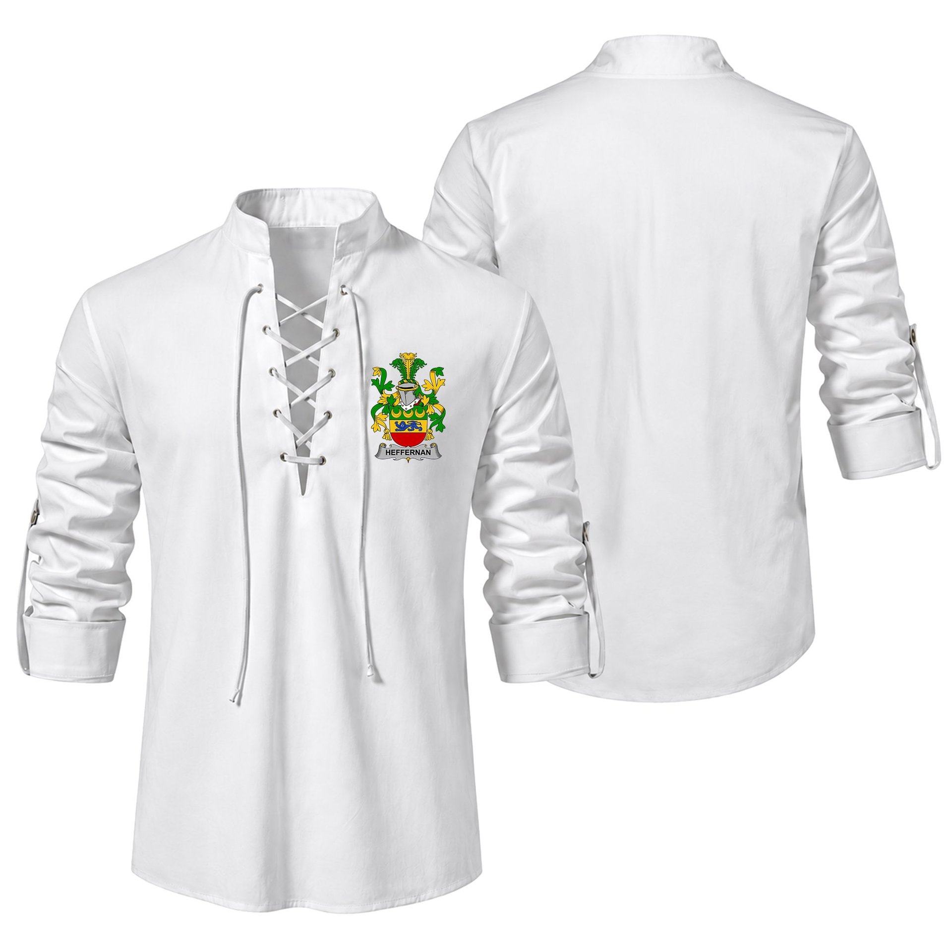 ScotsTee Shop Irish Heffernan or O'Heffernan Clan Coat of Arms Irish Ghillie Kilt Shirt