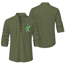 ScotsTee Shop Irish Hanly or O'Hanley Clan Coat of Arms Irish Ghillie Kilt Shirt