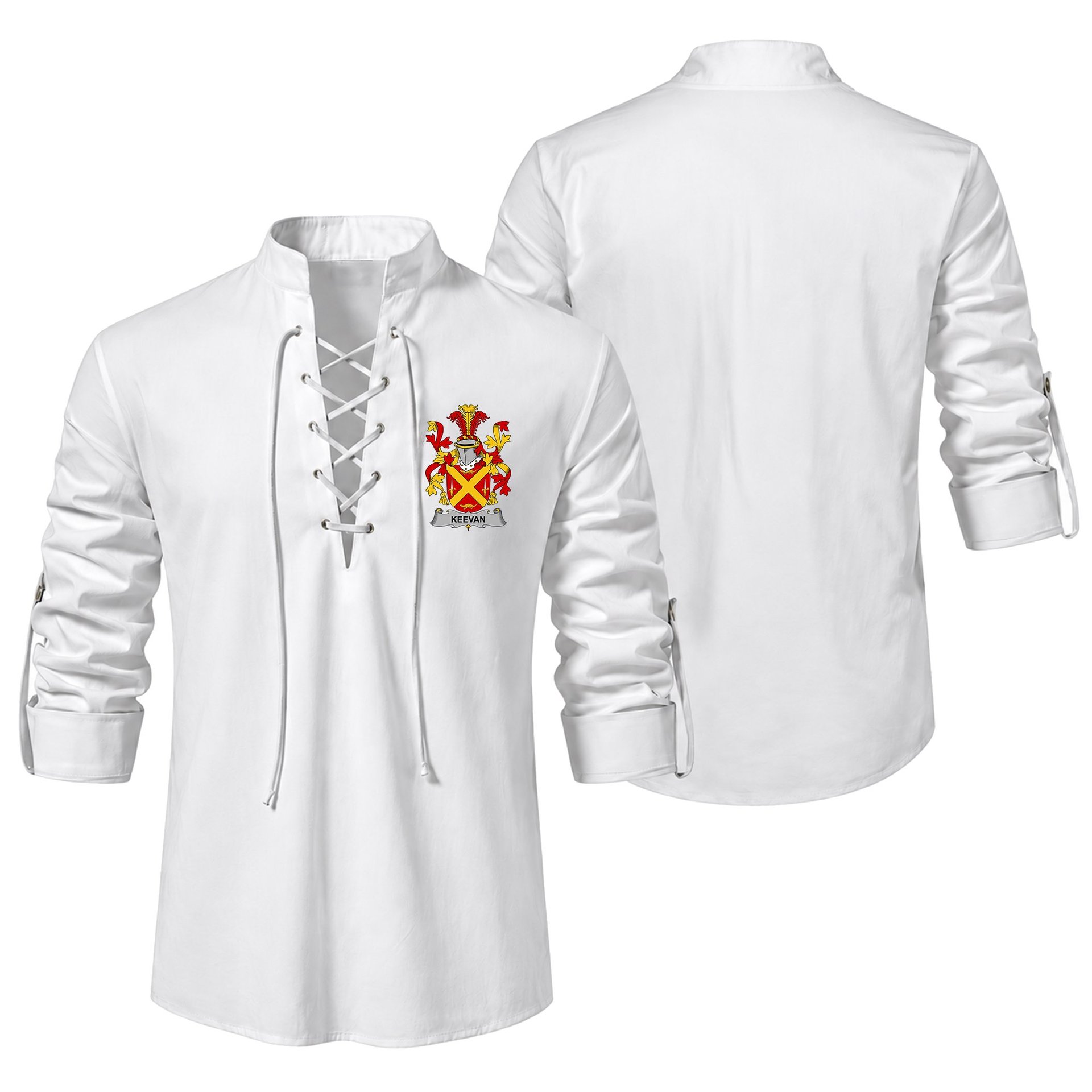 ScotsTee Shop Irish Keevan or O'Kevane Clan Coat of Arms Irish Ghillie Kilt Shirt