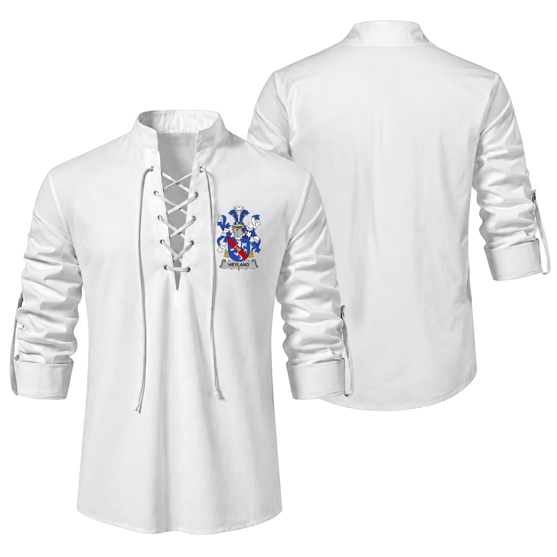 ScotsTee Shop Irish Heyland Clan Coat of Arms Irish Ghillie Kilt Shirt