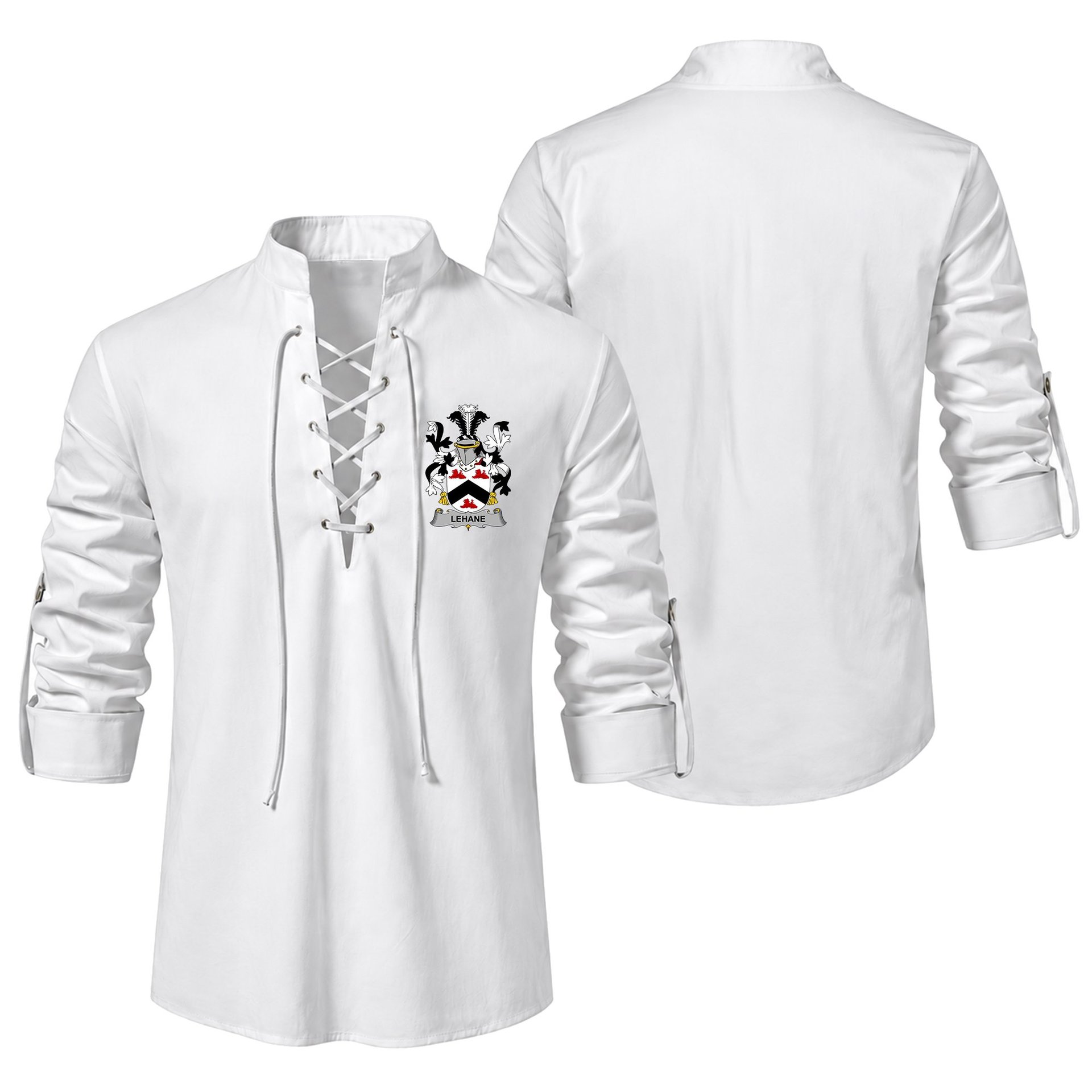 ScotsTee Shop Irish Lehane or O'Lehane Clan Coat of Arms Irish Ghillie Kilt Shirt