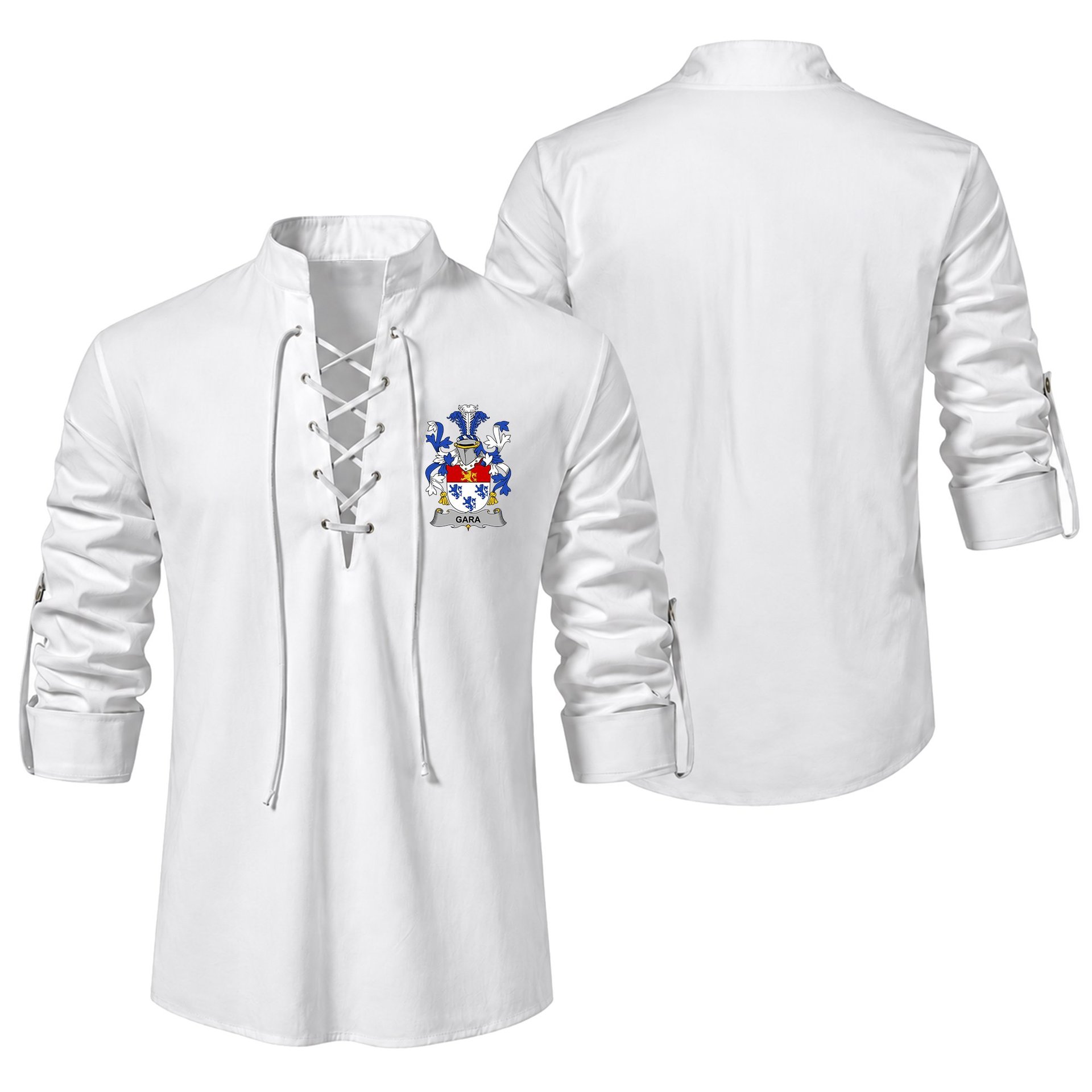 ScotsTee Shop Irish Gara or O'Gara Clan Coat of Arms Irish Ghillie Kilt Shirt