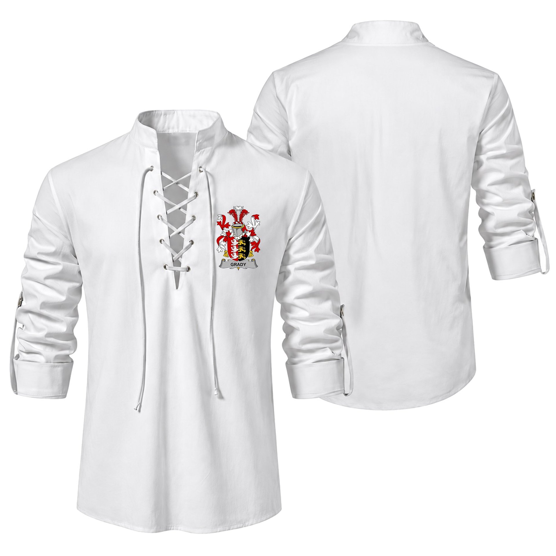 ScotsTee Shop Irish Grady or O'Grady Clan Coat of Arms Irish Ghillie Kilt Shirt