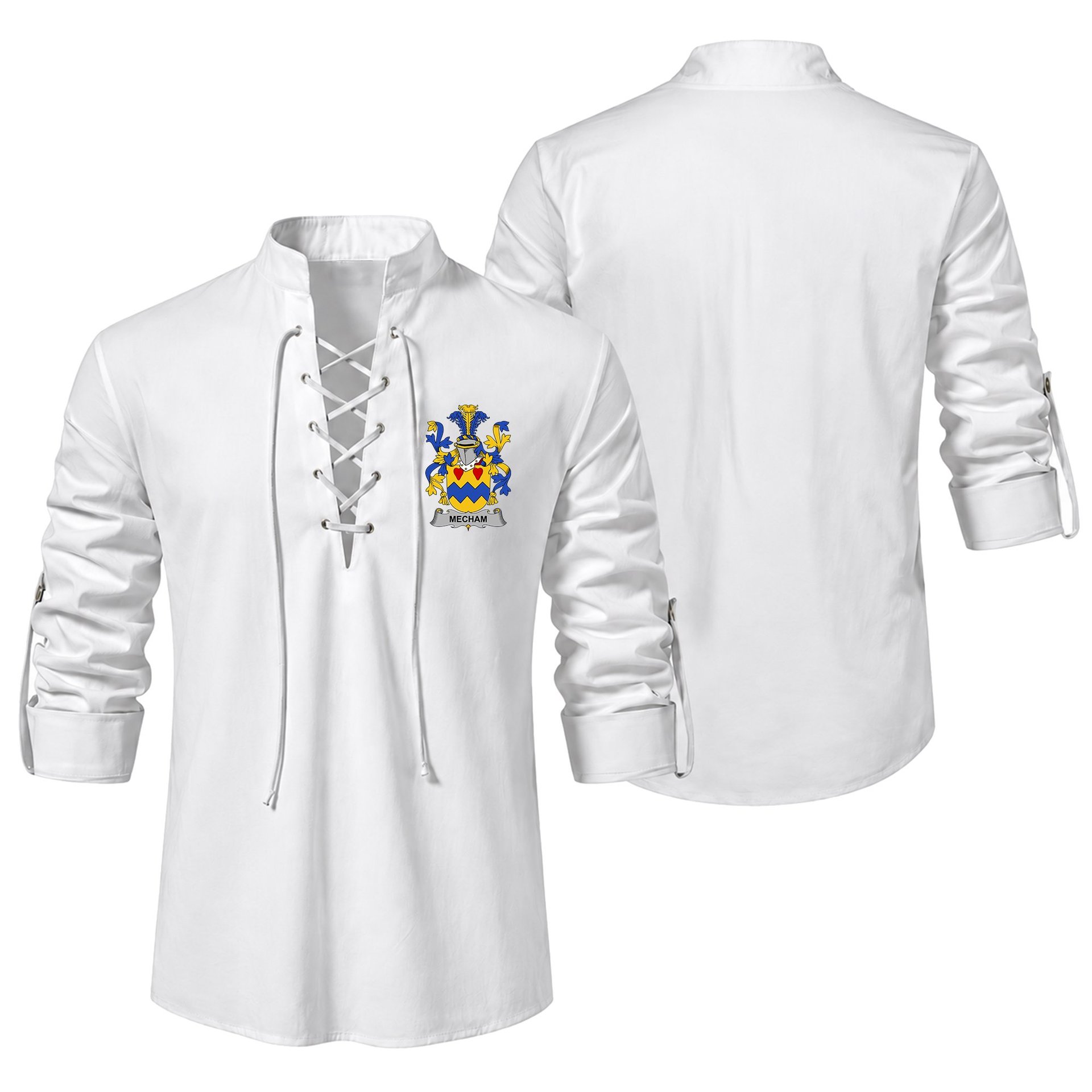 ScotsTee Shop Irish Mecham Clan Coat of Arms Irish Ghillie Kilt Shirt