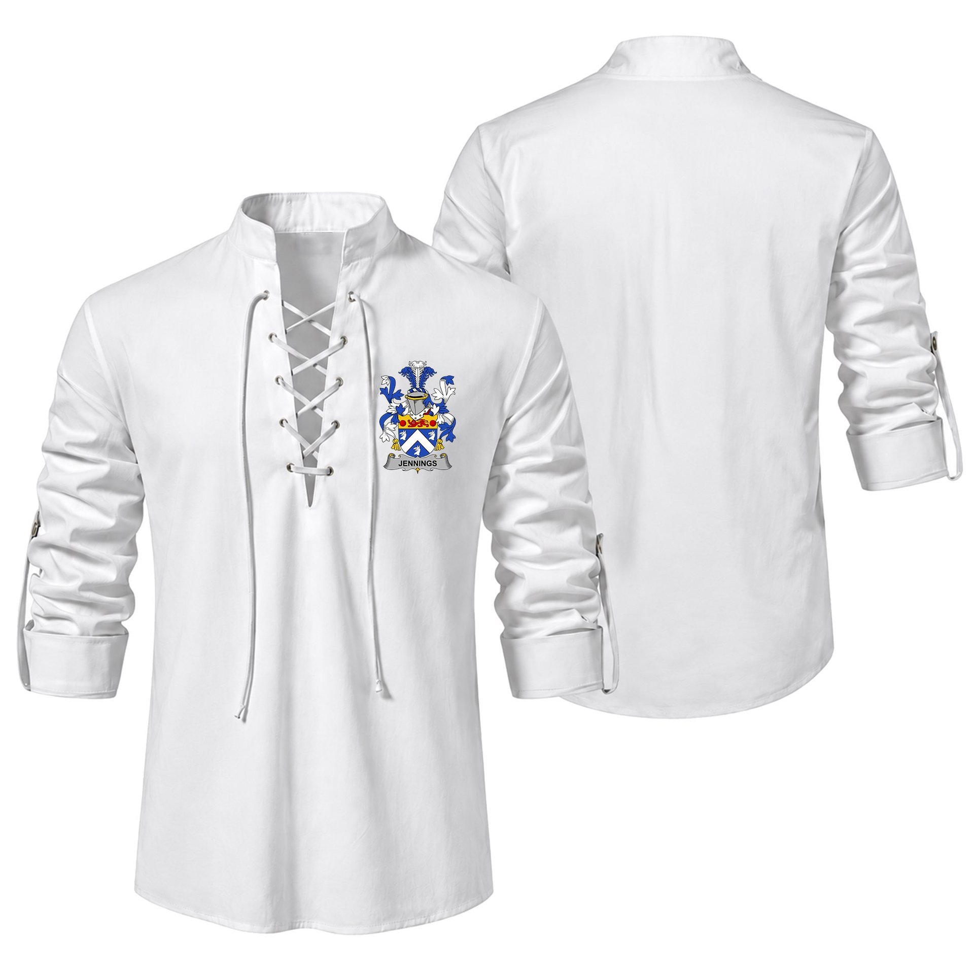 ScotsTee Shop Irish Jennings or Jennyns Clan Coat of Arms Irish Ghillie Kilt Shirt