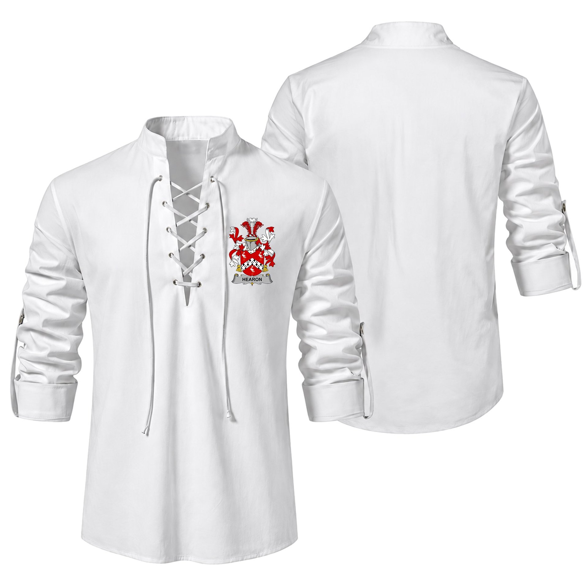 ScotsTee Shop Irish Hearon or Hearn Clan Coat of Arms Irish Ghillie Kilt Shirt