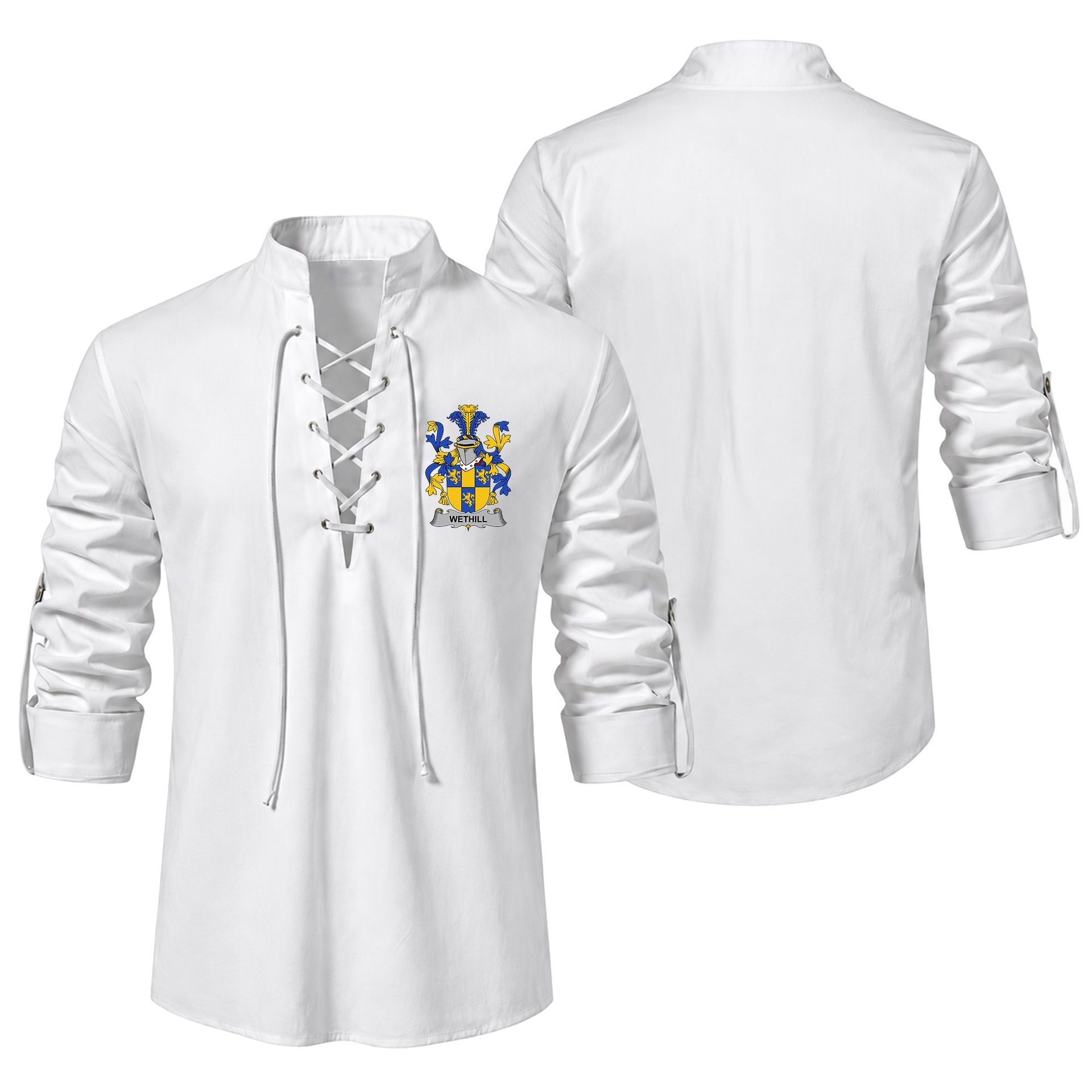 ScotsTee Shop Irish Wethill Clan Coat of Arms Irish Ghillie Kilt Shirt
