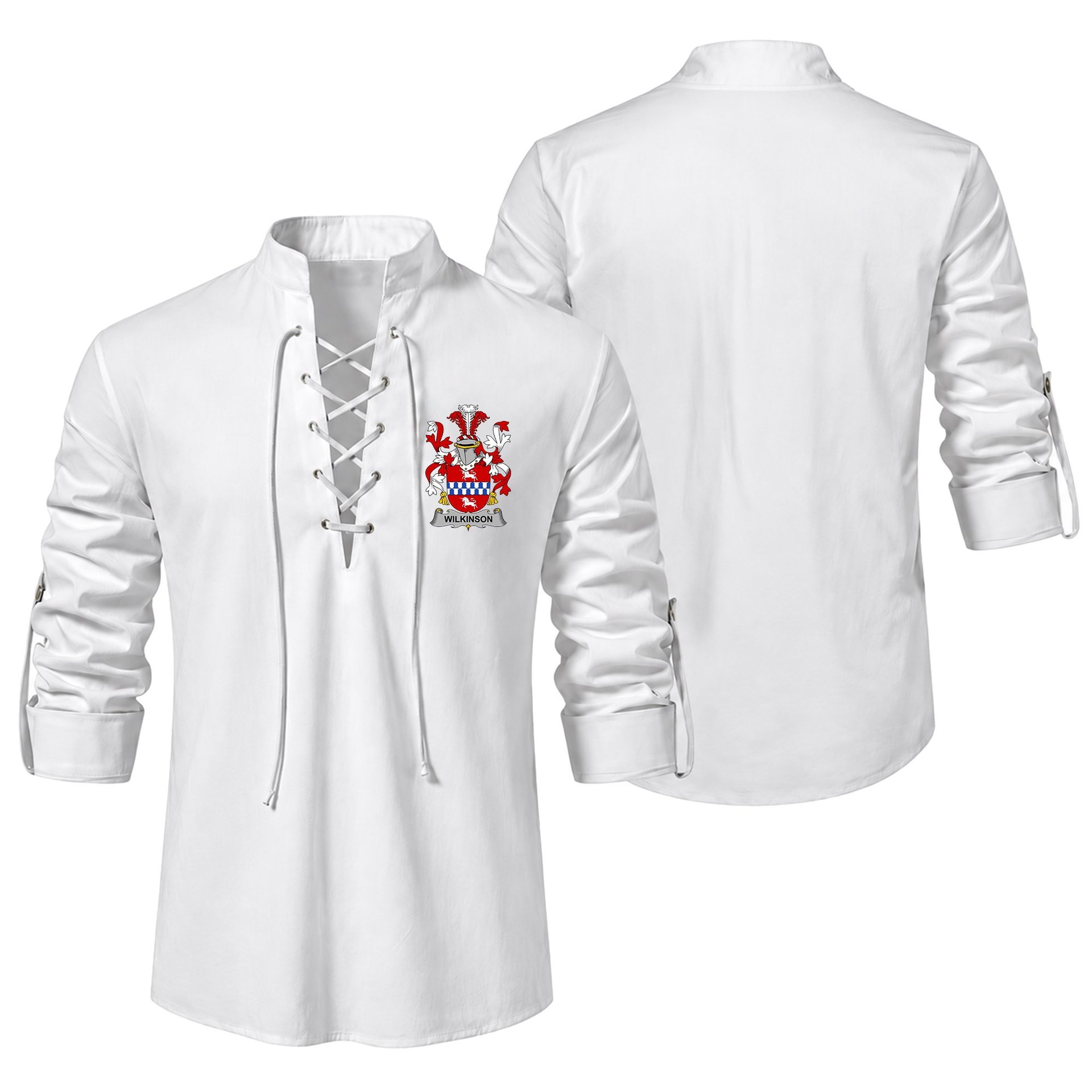 ScotsTee Shop Irish Wilkinson Clan Coat of Arms Irish Ghillie Kilt Shirt