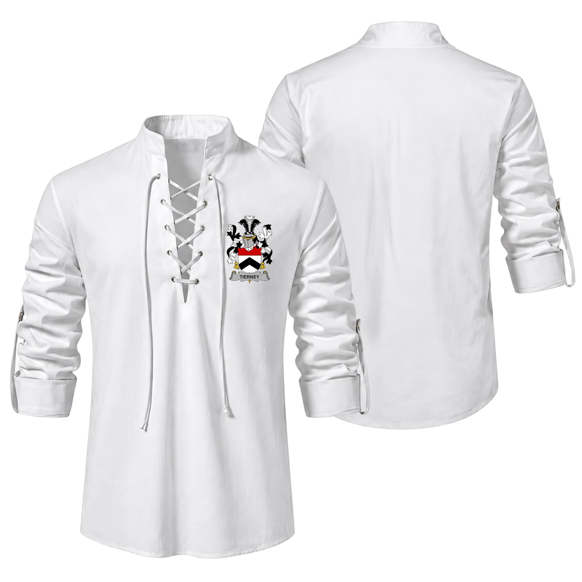 ScotsTee Shop Irish Tierney Clan Coat of Arms Irish Ghillie Kilt Shirt