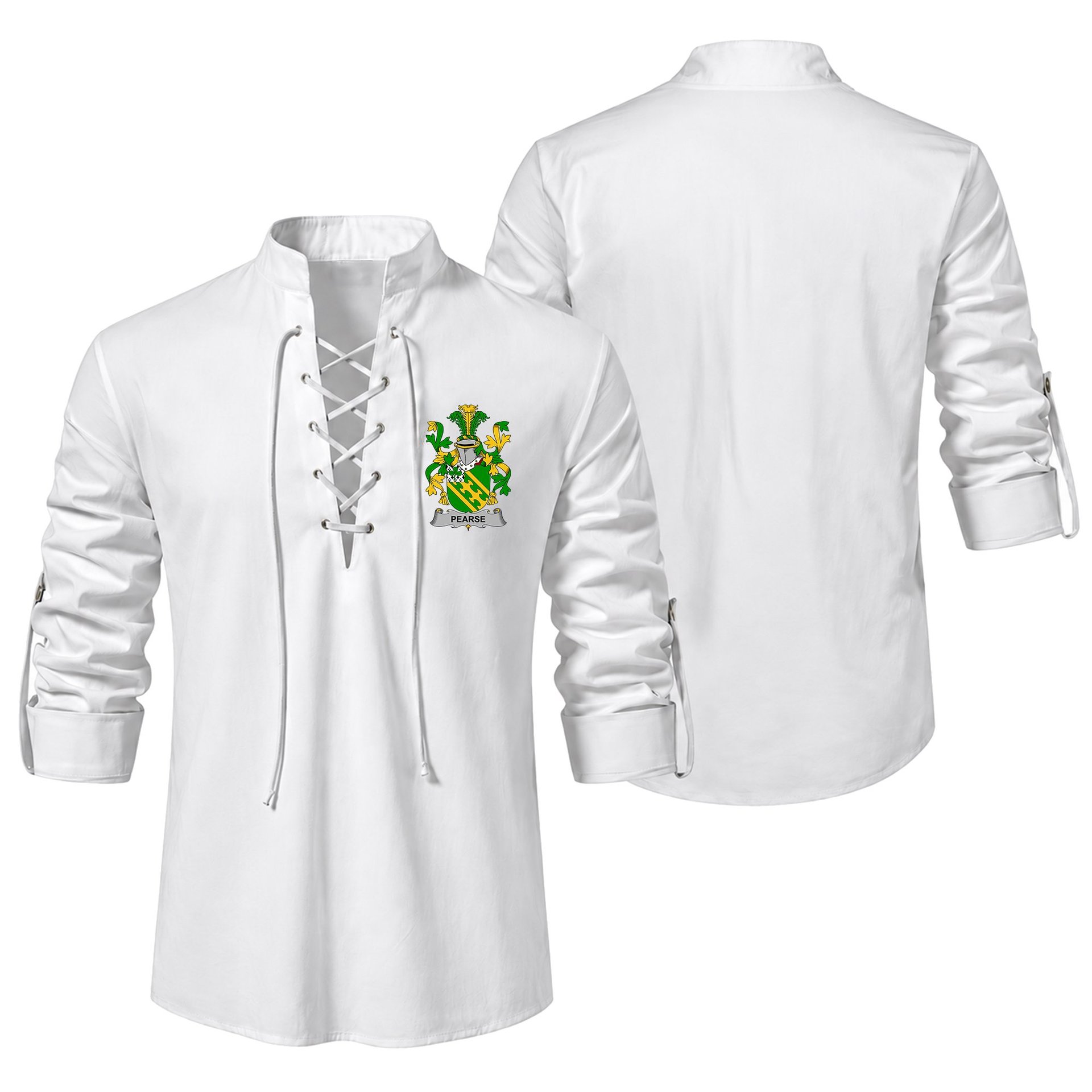 ScotsTee Shop Irish Pearse Clan Coat of Arms Irish Ghillie Kilt Shirt