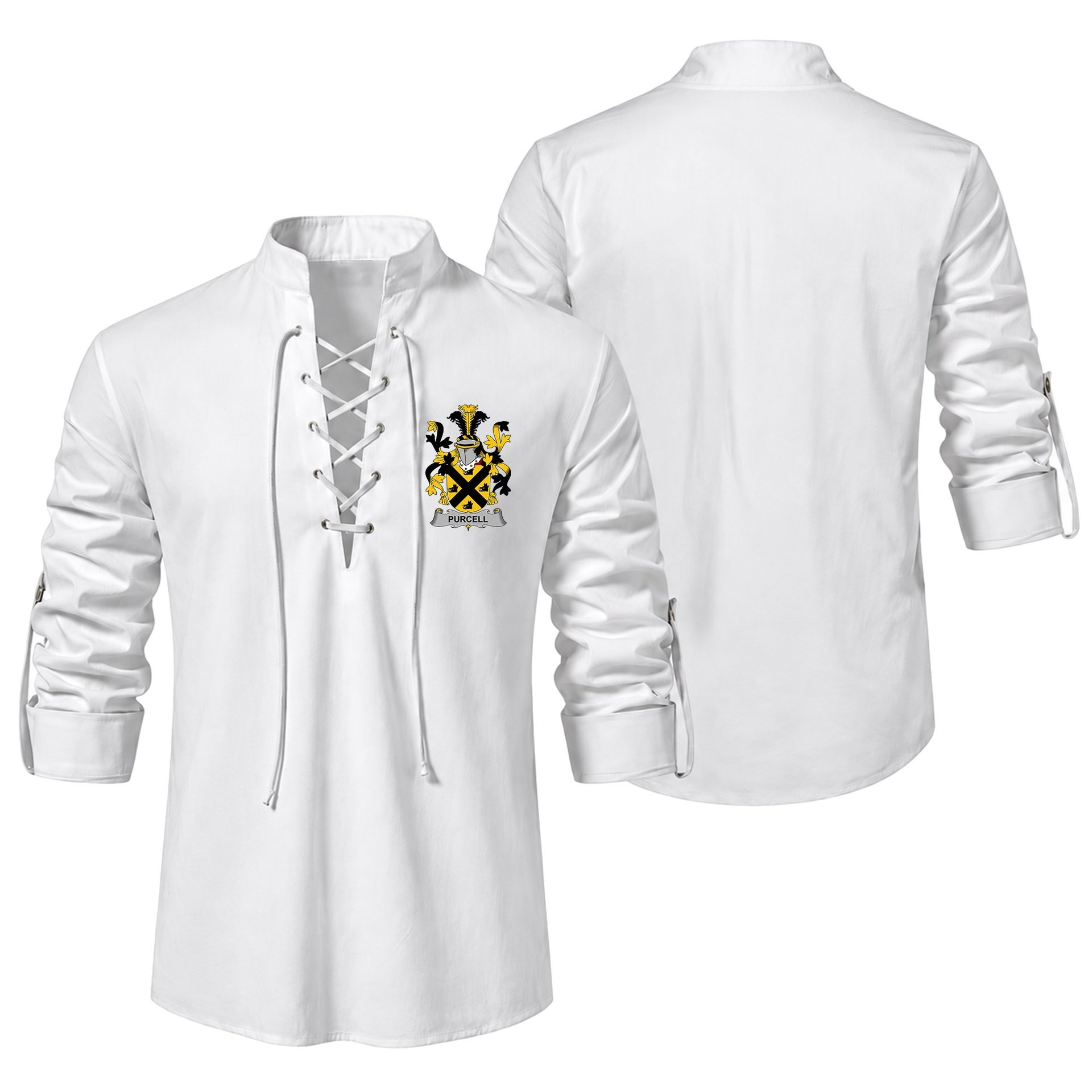 ScotsTee Shop Irish Purcell Clan Coat of Arms Irish Ghillie Kilt Shirt