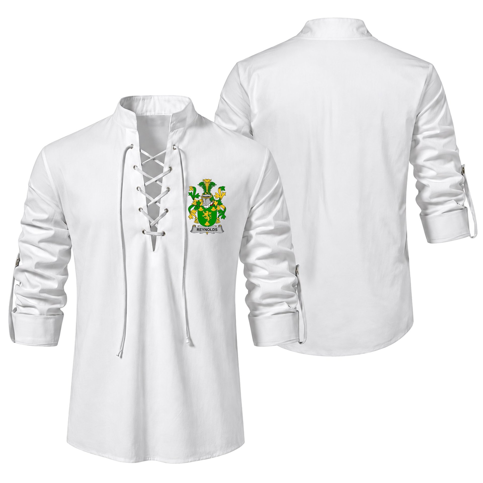 ScotsTee Shop Irish Reynolds or McRannell Clan Coat of Arms Irish Ghillie Kilt Shirt