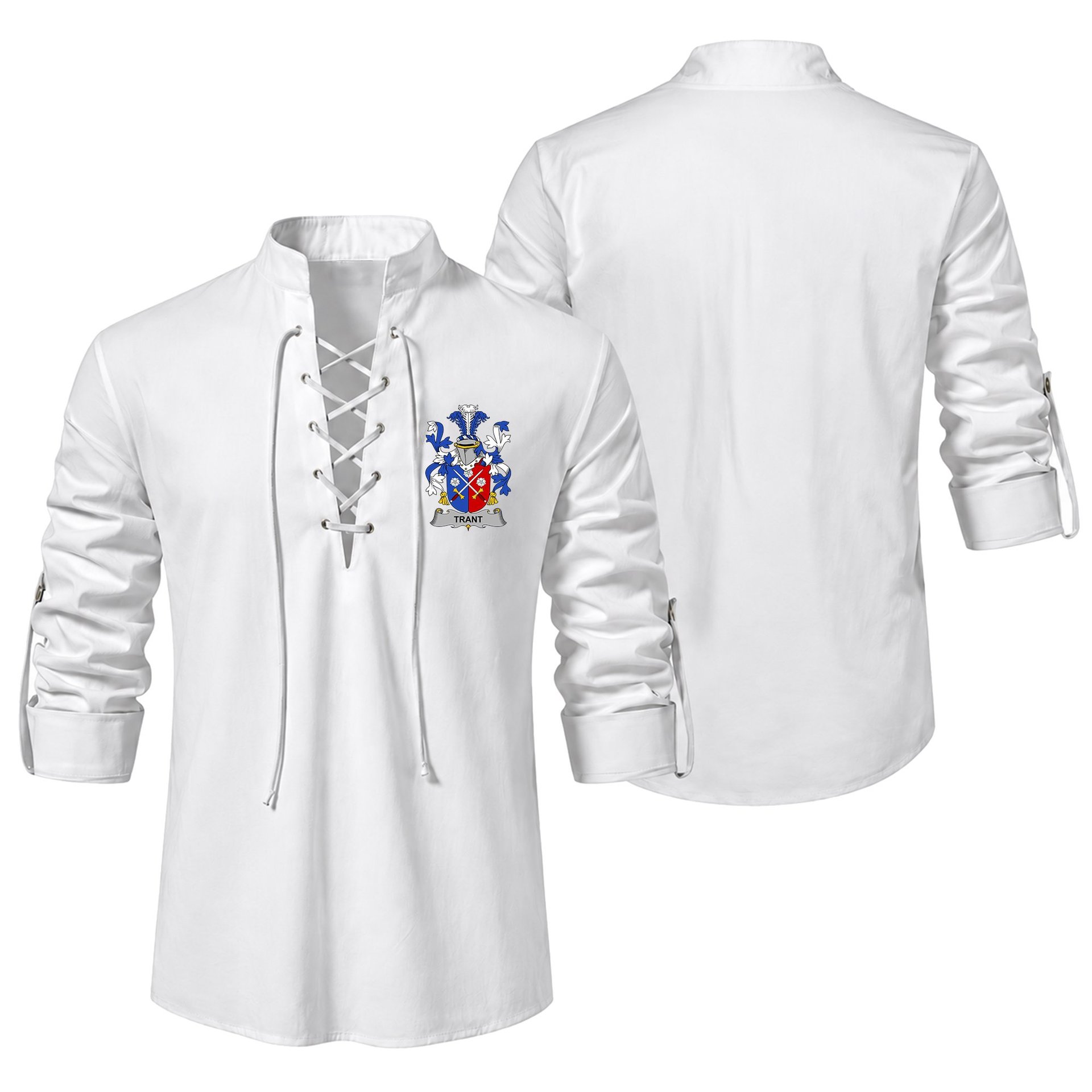 ScotsTee Shop Irish Trant or Trent Clan Coat of Arms Irish Ghillie Kilt Shirt