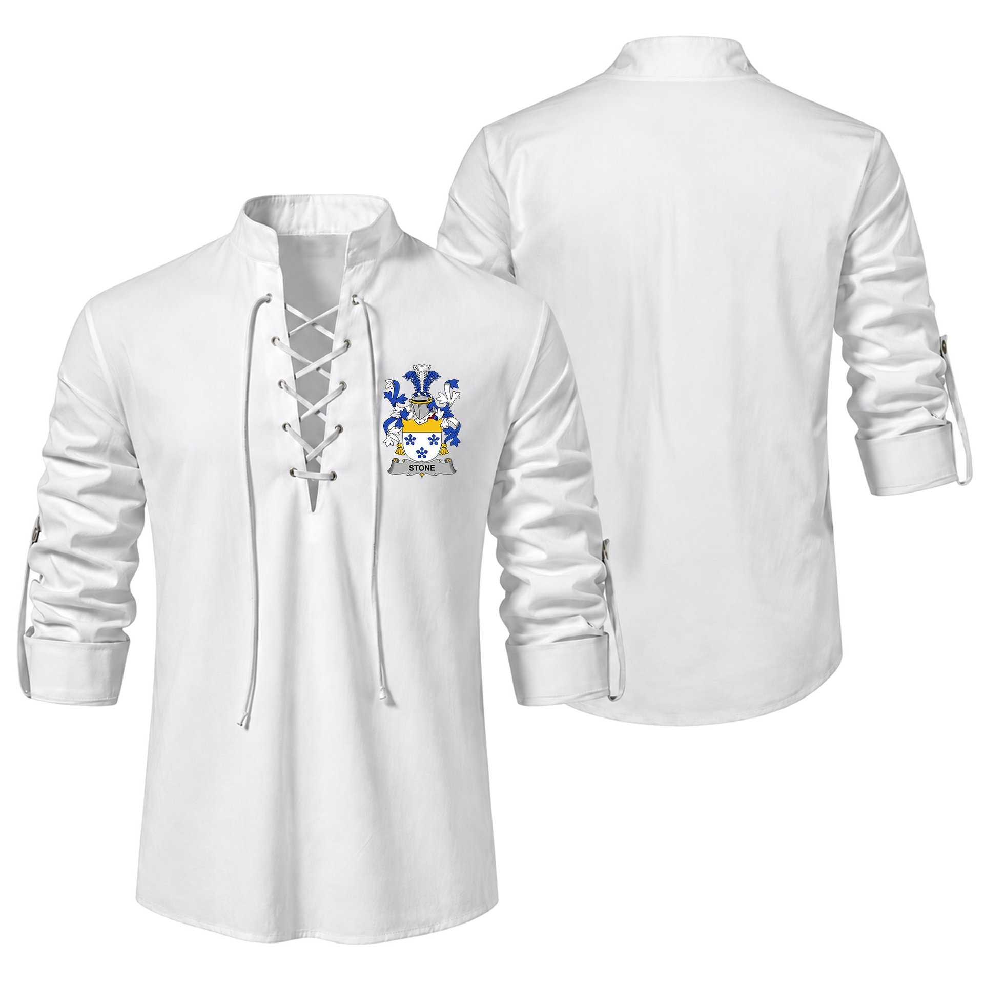 ScotsTee Shop Irish Stone Clan Coat of Arms Irish Ghillie Kilt Shirt