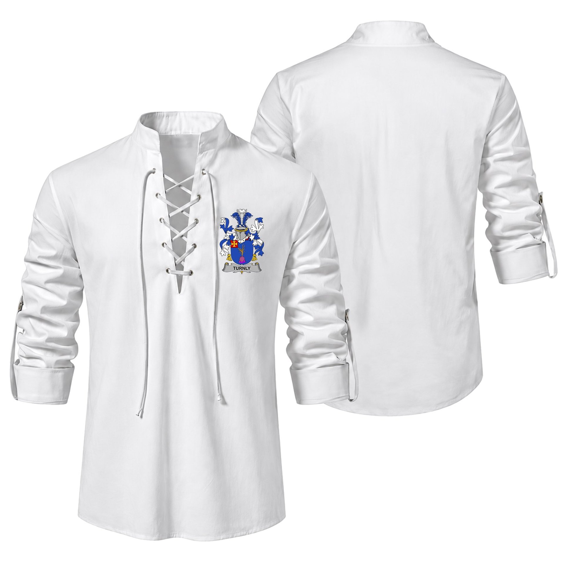 ScotsTee Shop Irish Turnly or Turnley Clan Coat of Arms Irish Ghillie Kilt Shirt
