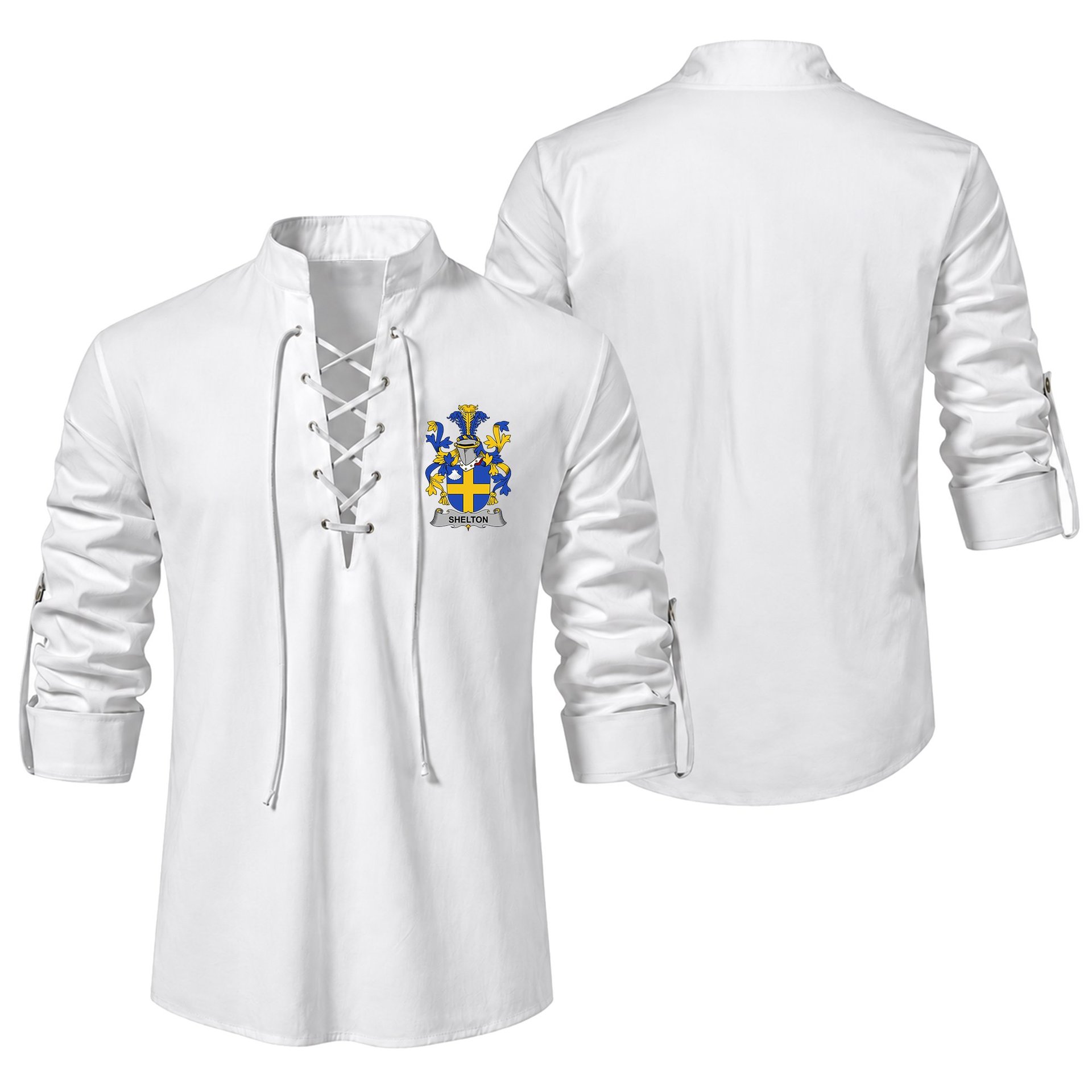 ScotsTee Shop Irish Shelton Clan Coat of Arms Irish Ghillie Kilt Shirt