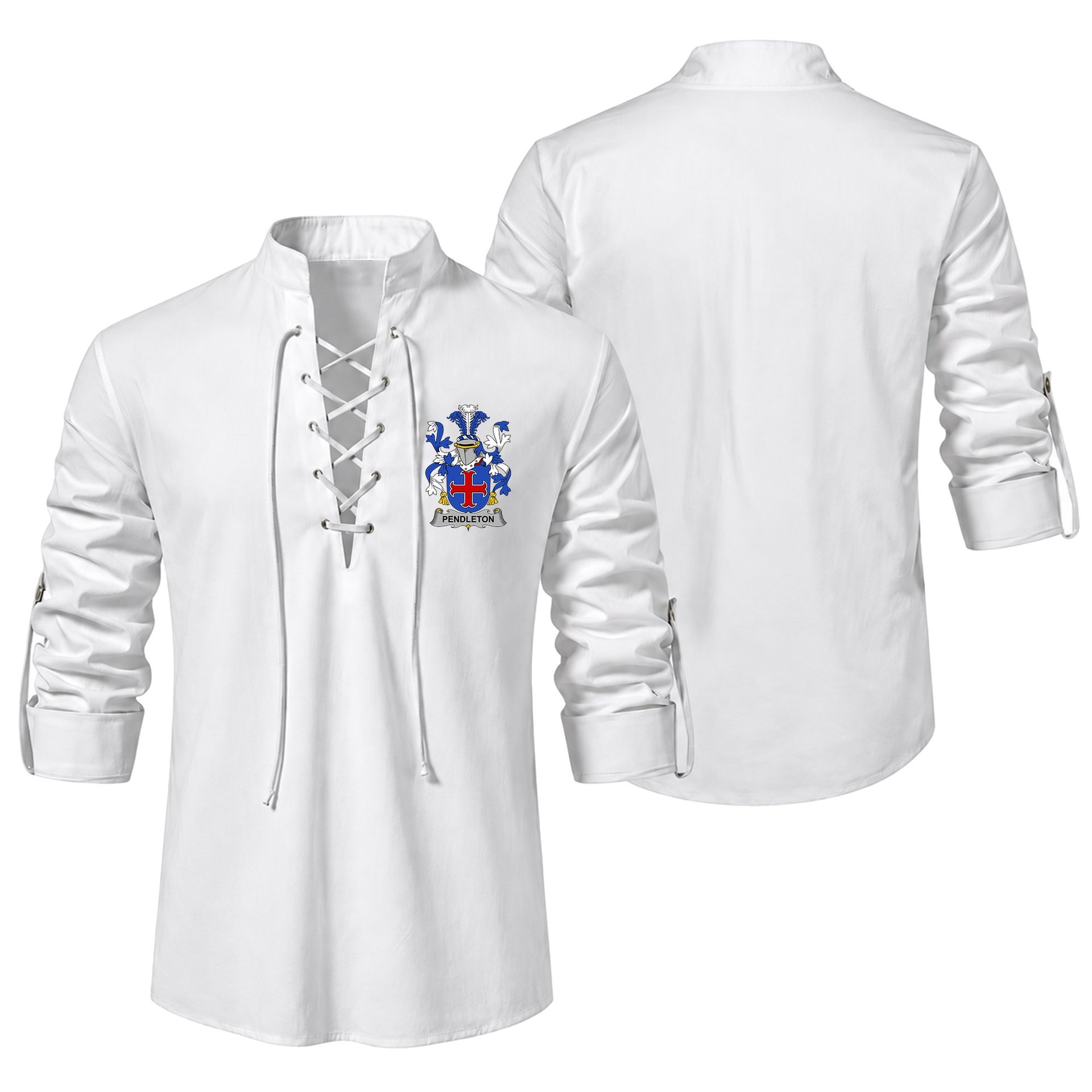 ScotsTee Shop Irish Pendleton Clan Coat of Arms Irish Ghillie Kilt Shirt
