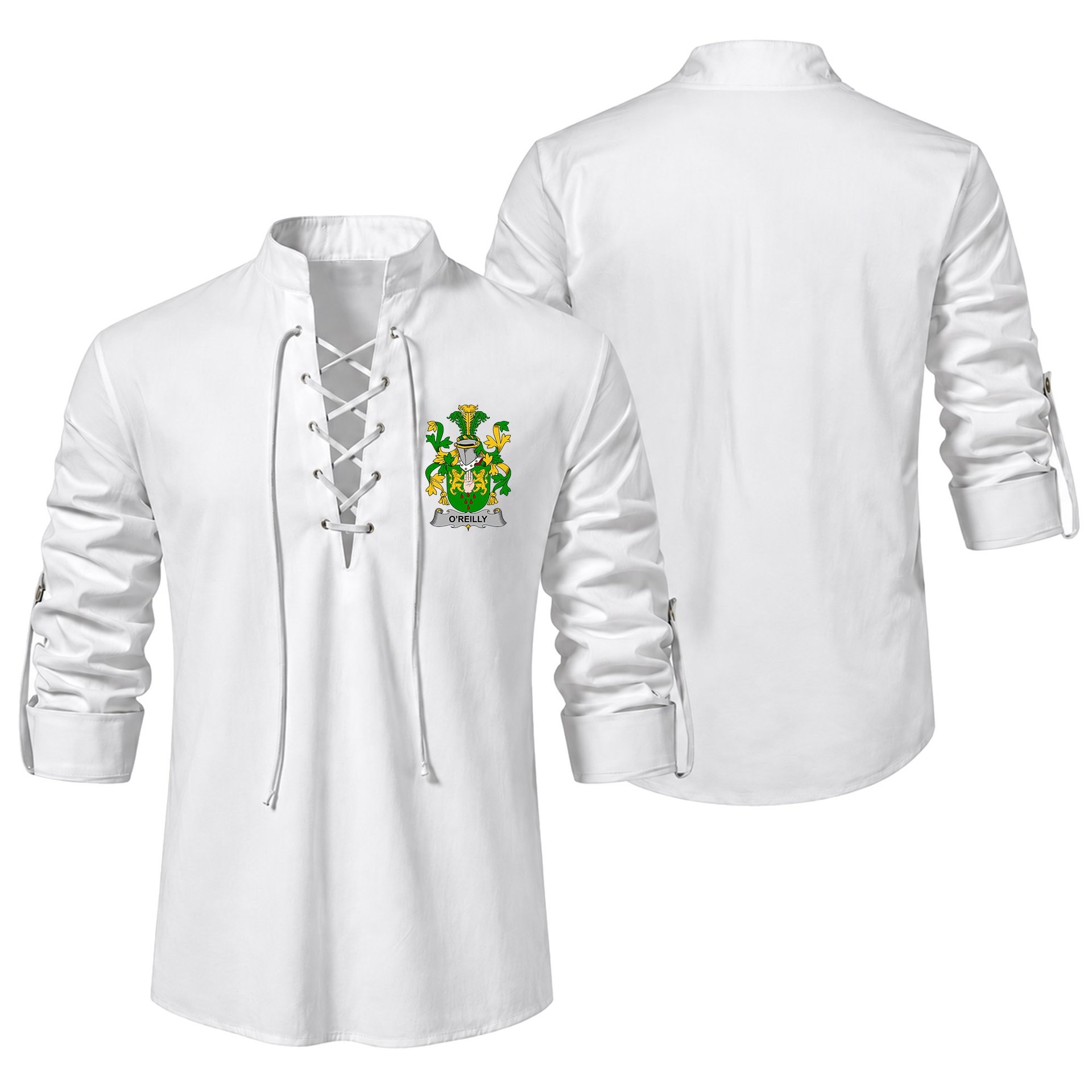 ScotsTee Shop Irish Reilly or O'Reilly Clan Coat of Arms Irish Ghillie Kilt Shirt