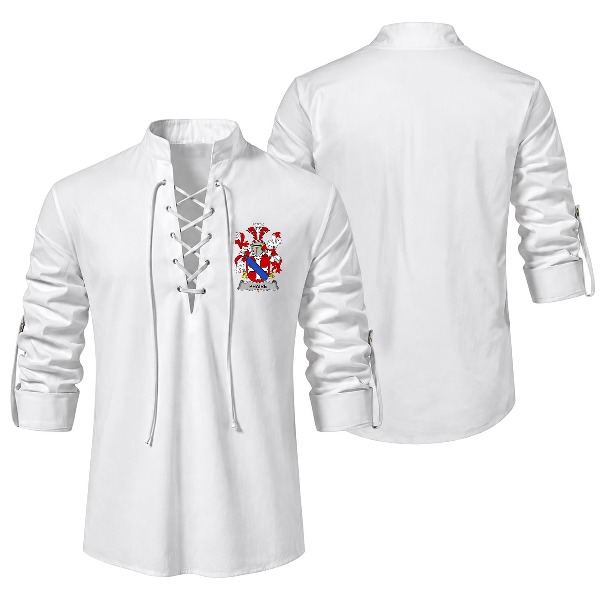ScotsTee Shop Irish Phaire Clan Coat of Arms Irish Ghillie Kilt Shirt