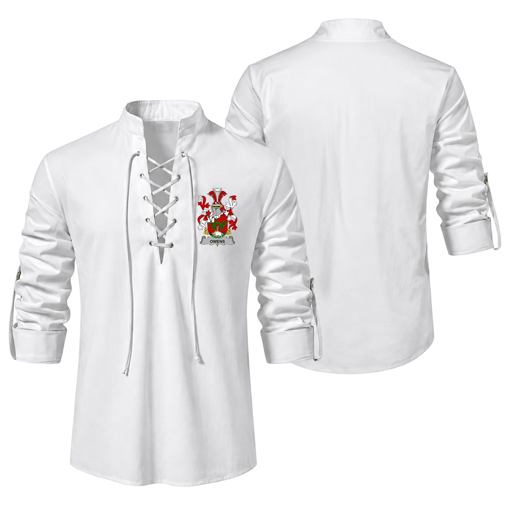 ScotsTee Shop Irish Owens Clan Coat of Arms Irish Ghillie Kilt Shirt