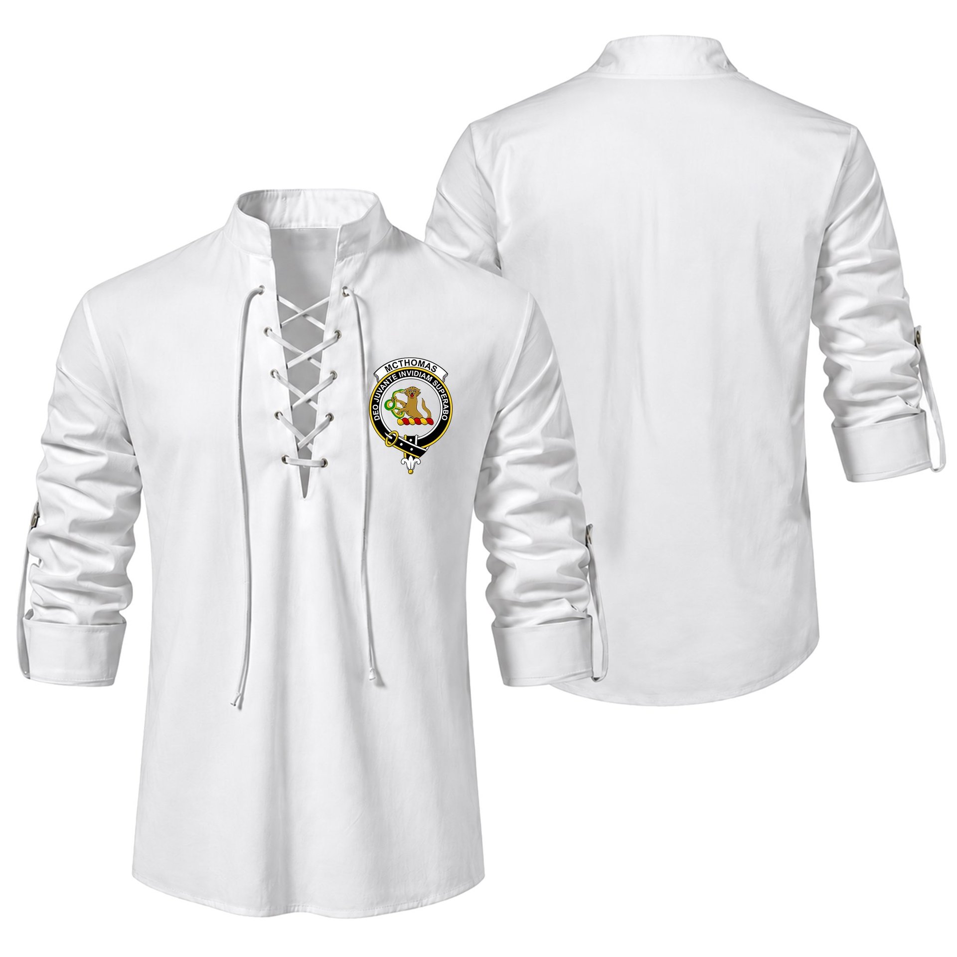 ScotsTee Shop Scottish McThomas Clan Crest Scottish Ghillie Kilt Shirt