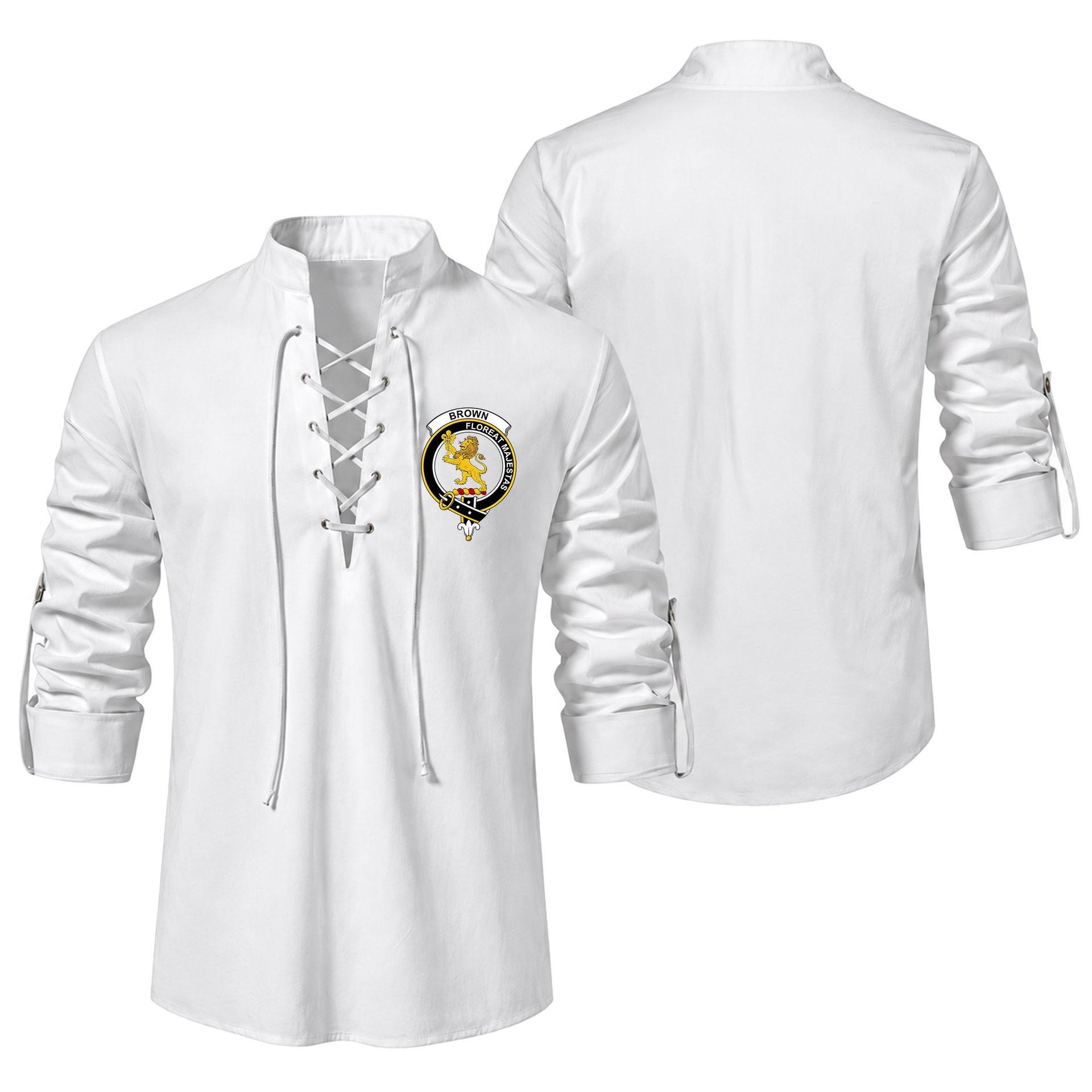 ScotsTee Shop Scottish Brown Clan Crest Scottish Ghillie Kilt Shirt
