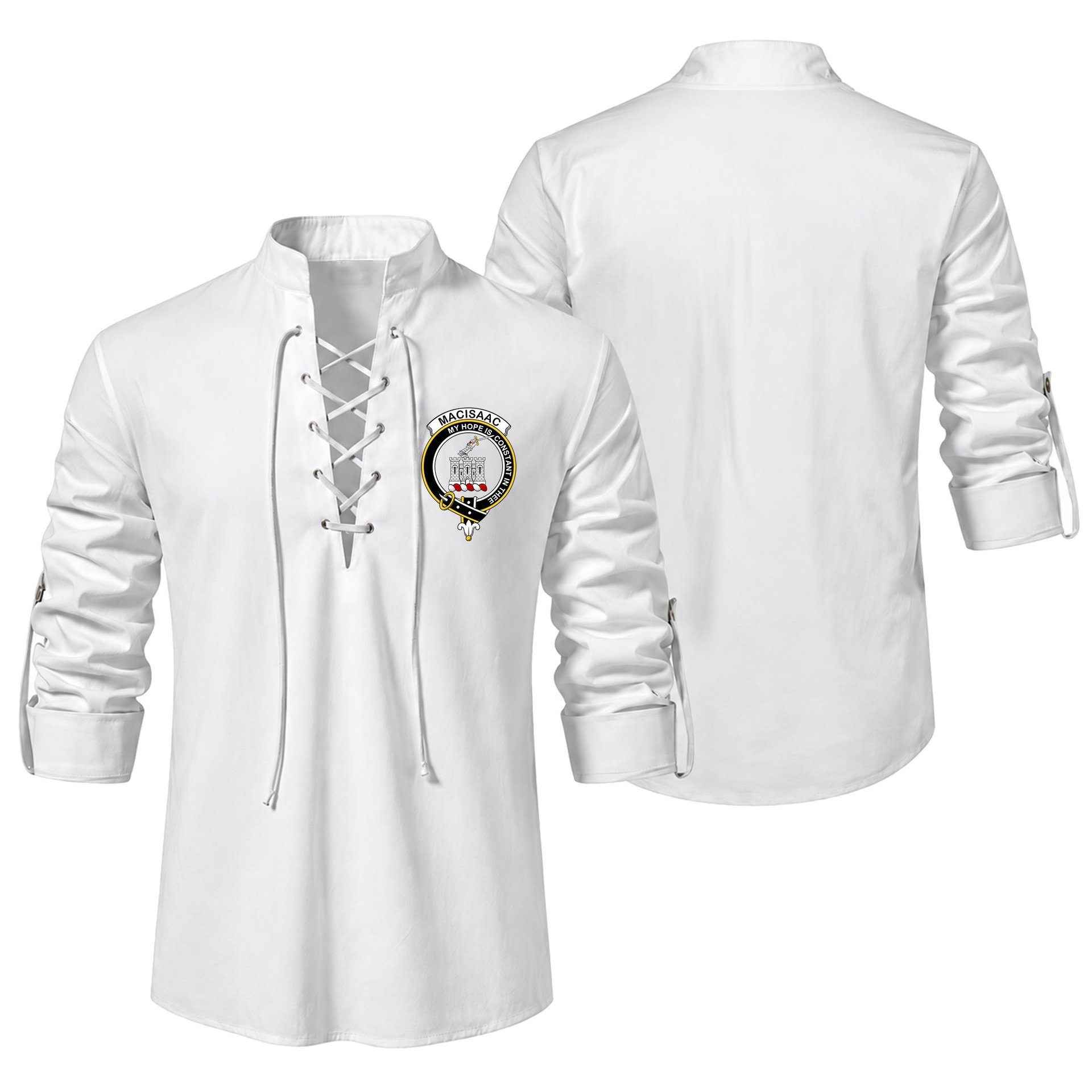 ScotsTee Shop Scottish MacIsaac Clan Crest Scottish Ghillie Kilt Shirt