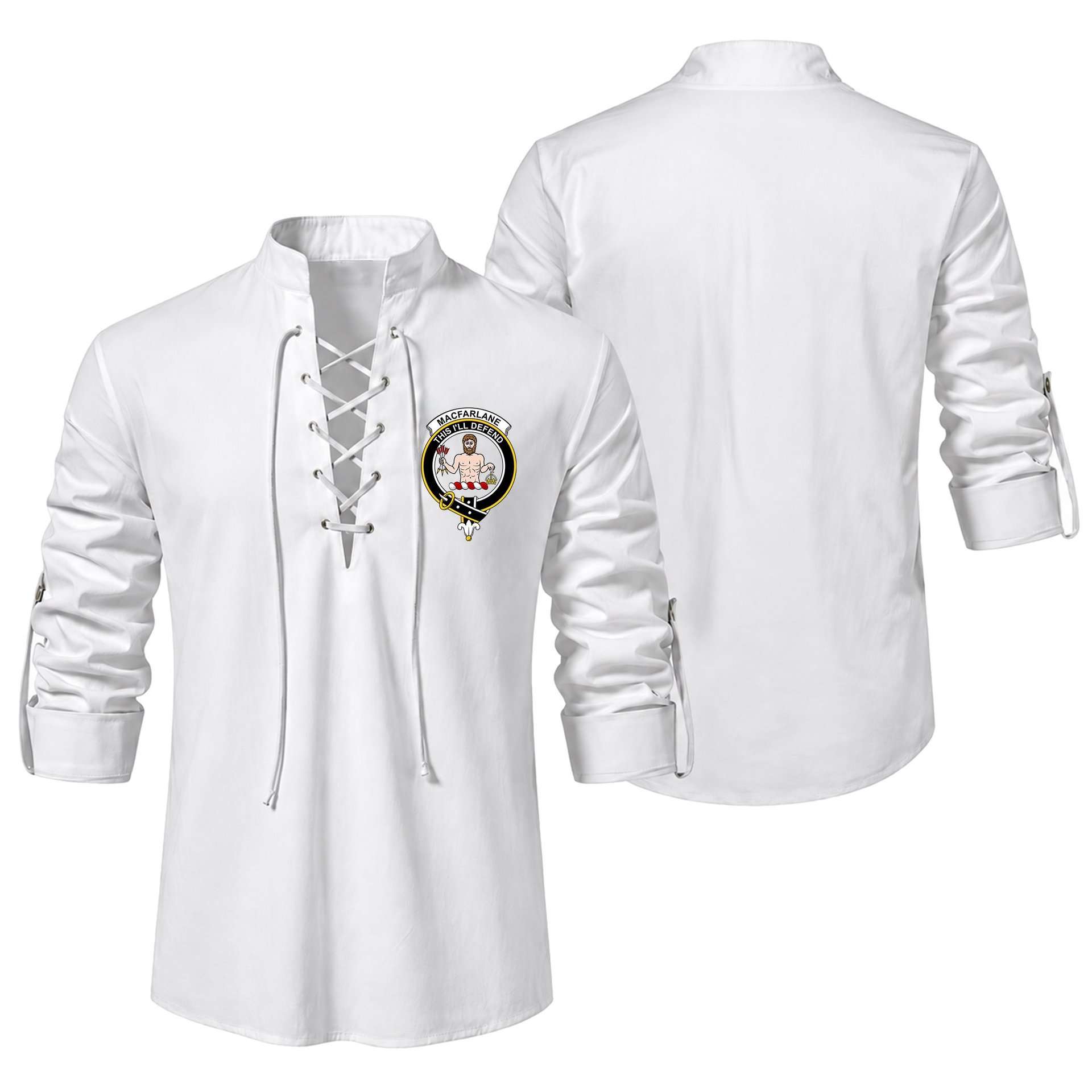 ScotsTee Shop Scottish MacFarlane Clan Crest Scottish Ghillie Kilt Shirt