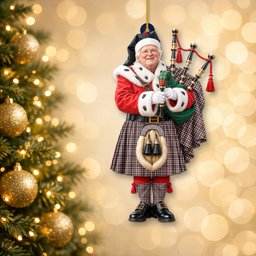 ScotsTee Shop Scottish Borthwick Dress Ancient Tartan Ornament Christmas Piper with Custom Your Face Photo