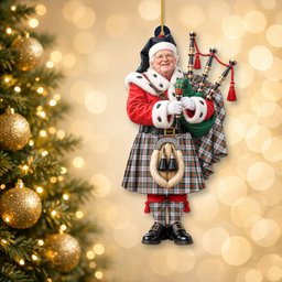 ScotsTee Shop Scottish Macduff Dress Ancient Tartan Ornament Christmas Piper with Custom Your Face Photo