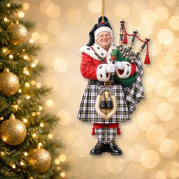 ScotsTee Shop Scottish Macpherson Dress Modern Tartan Ornament Christmas Piper with Custom Your Face Photo