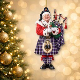 ScotsTee Shop Scottish Macdonald Dress Modern Tartan Ornament Christmas Piper with Custom Your Face Photo