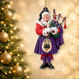 ScotsTee Shop Scottish Pride Of Glencoe Tartan Ornament Christmas Piper with Custom Your Face Photo