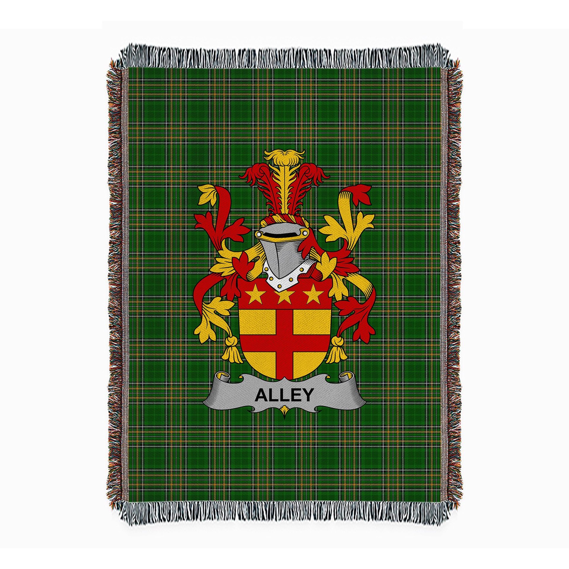 ScotsTee Shop Irish Alley Clan Coat of Arms Irish Tartan Woven Blanket