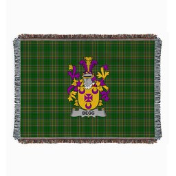 ScotsTee Shop Irish Begg Clan Coat of Arms Irish Tartan Woven Blanket