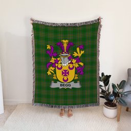 ScotsTee Shop Irish Begg Clan Coat of Arms Irish Tartan Woven Blanket