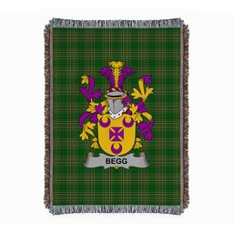 ScotsTee Shop Irish Begg Clan Coat of Arms Irish Tartan Woven Blanket