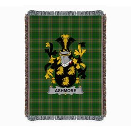 ScotsTee Shop Irish Ashmore Clan Coat of Arms Irish Tartan Woven Blanket