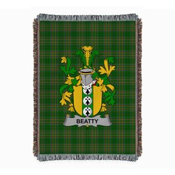 ScotsTee Shop Irish Beatty or Betagh Clan Coat of Arms Irish Tartan Woven Blanket