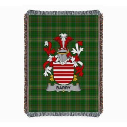 ScotsTee Shop Irish Barry Clan Coat of Arms Irish Tartan Woven Blanket