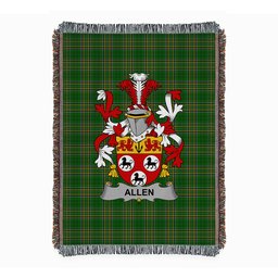 ScotsTee Shop Irish Allen Clan Coat of Arms Irish Tartan Woven Blanket